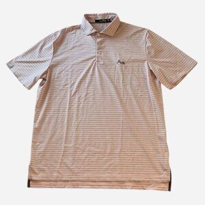 Ralph Lauren RLX Mens Size Large Polo Golf Shirt Pink/Gray Striped Stretch